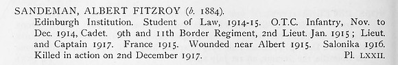 Sandeman A F Captain Border Regiment Obit