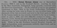 Adams G N Captain 6th South Staffs Regiment Obit Shrewsbury School Roll Of Service