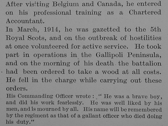 Aitchison J B 2nd Lt 5th Royal Scots Obit Part 2 The Bond Of Sacrifice Vol 2