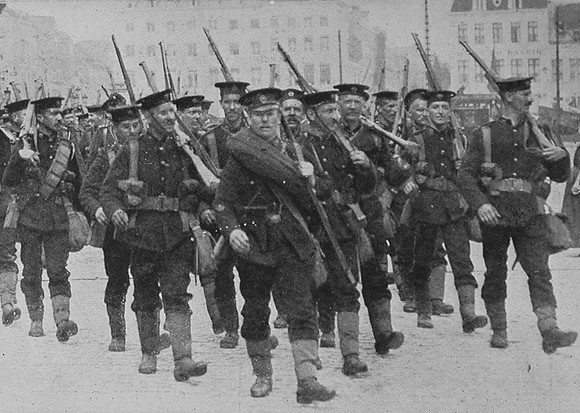 British Royal Marines Marching Through Ostend