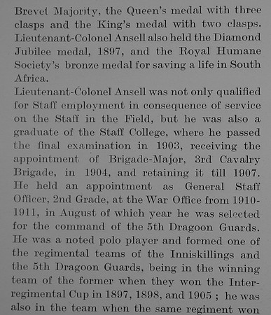 Ansell G K Lt Col 5th Dragoon Guards Obit Part 3 The Bond Of Sacrifice Vol 1