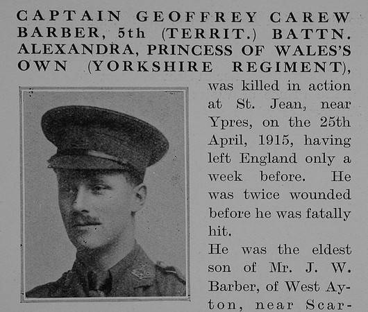 Barber G C Captain 5th Yorkshire Regiment Obit Part 1 The Bond Of Sacrifice Vol 2
