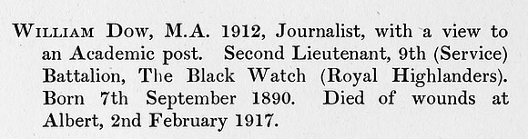 Dow W 2nd Lt 9th Black Watch Obit