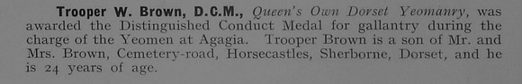 Brown w Tpr DCM Queens Own Dorset Yeomanry 1