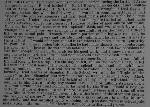 Raeburn G P 2nd Lt 8th East Lancs Regiment Obit Part 2 De Ruvignys Roll Of Honour Vol 4