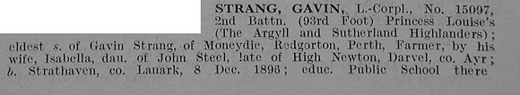 Strang G LCpl 15097 2nd Argyll & Sutherland Highlanders Obit Part 1 De Ruvignys Roll Of Honour Vol 3