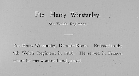 Winstanley H Pte 9th Welsh Regiment Record William Graham Co Roll Of Honour