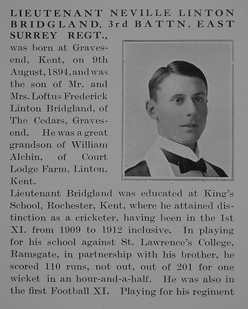 Bridgland N L Lt East Surrey Regiment Obit Part 1 The Bond Of Sacrifice Vol 1