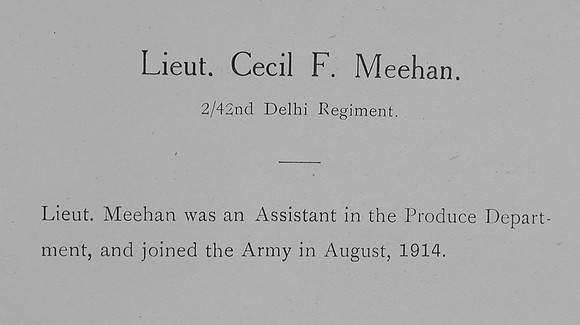 Meehan C F Lt Indian Army Record William Graham Company
