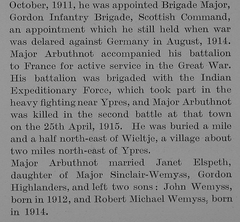 Arbuthnot K W Major 2nd Seaforth Highlanders Obit Part 4 The Bond Of Sacrifice Vol 2