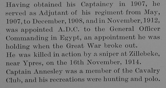 Annesley A Captain The Hon 10th Hussars Obit Part 3 The Bond Of Sacrifice Vol 1