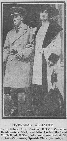 Jenkins J S Lt Col DSO Canadian Staff The Graphic 31st Oct 1918