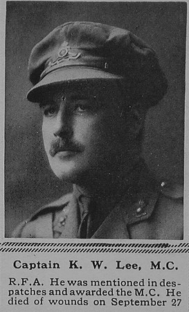 Lee K W Captain MC Royal Field Artillery The Sphere 13th Jan 1917
