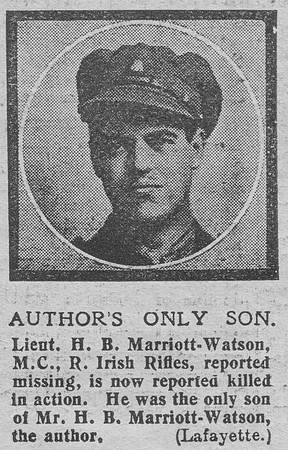 Marriott-Watson H B Lt MC 2nd Royal Irish Rifles The Graphic 24th July 1918