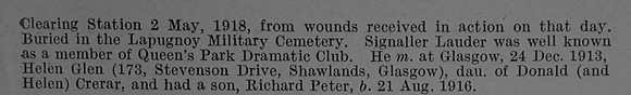 Lauder R Sig 32656 1st Royal Scots Fusiliers Obit Part 2 De Ruvignys Roll Of Honour Vol 4