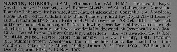 Martin R Fireman DSM H.M. Trawler 654/TS Transvaal Royal Naval Reserve Obit De Ruvignys Roll Of Honour Vol 4