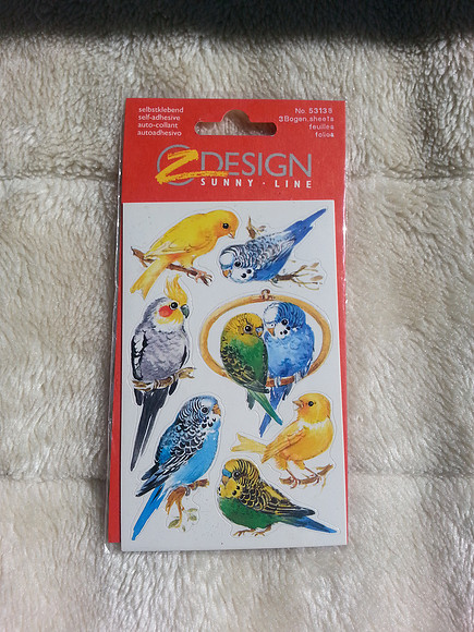 Sheet Of Six Stickers Cockatiel Budgie Canary