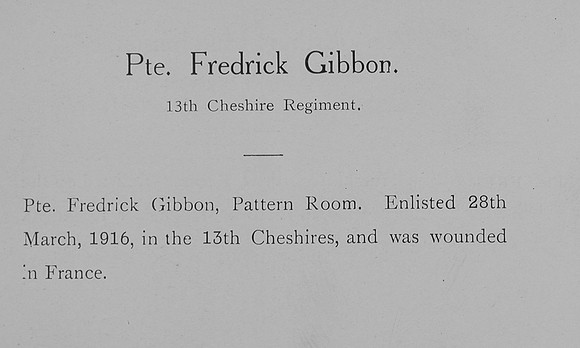 Gibbon F Pte 13th Cheshire Regiment Record William Graham Co Roll Of Honour