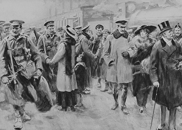 British Officers And Men On Leave From The Trenches Arriving At Victoria