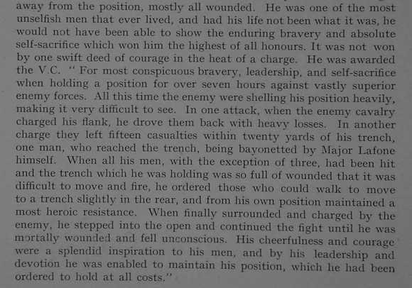 Lafone A M Major VC 1st County Of London Yeomanry (Middlesex) Obit Part 3 Dulwich College Roll Of Honour