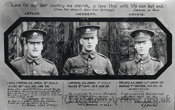 Jones A E L/Cpl 10771 6th Duke Of Cornwall's Light Infantry Croydon Roll Of Honour