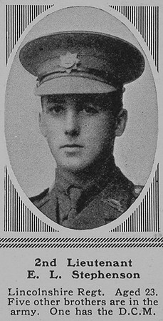 Stephenson E L 2nd Lt 4th Lincs Regt The Sphere 13th May 1916