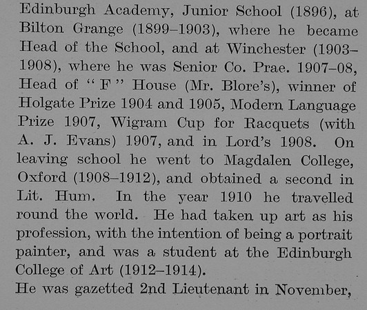 Balfour I B Lt 14th Royal Scots Attd 1st KOSB Obit Part 2 The Bond Of Sacrifice Vol 2
