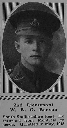 Benson W R G 2nd Lt 2nd South Staffordshire Regiment The Sphere 30th Dec 1916