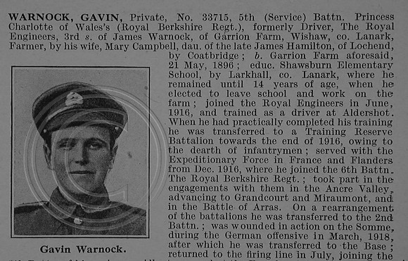 Warnock G Pte 33715 5th Royal Berkshire Regiment Obit Part 1 De Ruvignys Roll Of Honour Vol 4