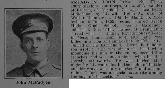 McFadyen J Pte Machine Gun Corps Obit De Ruvignys Roll Of Honour Vol 3