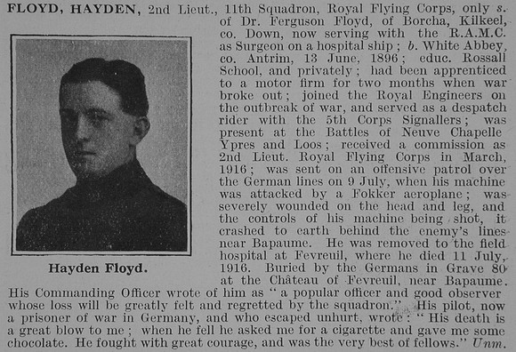 Floyd H 2nd Lt Royal Flying Corps Obit De Ruvignys Roll Of Honour Vol 3