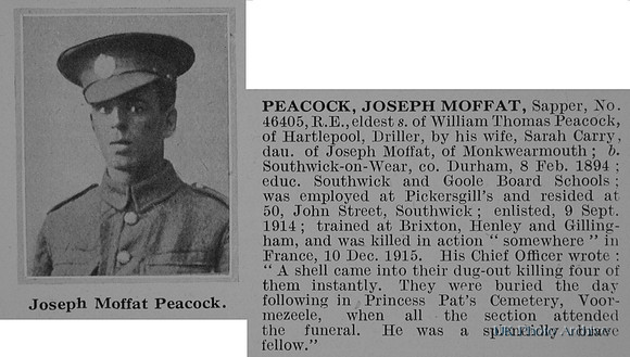 Peacock J M Sapper 46405 Royal Engineers Obit De Ruvignys Roll Of Honour Vol 1