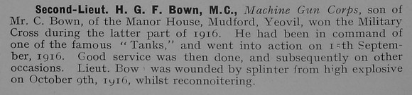 Brown H G F 2nd Lt MC Machine Gun Corps 1