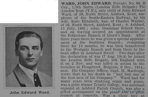 Ward J E Pte 68 5th London Rifle Brigade Obit Part 1 De Ruvignys Roll Of Honour Vol 1
