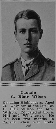 Blair-Wilson C Captain 42nd Canadian Infantry (Quebec Regiment) The Sphere 9th Dec 1916