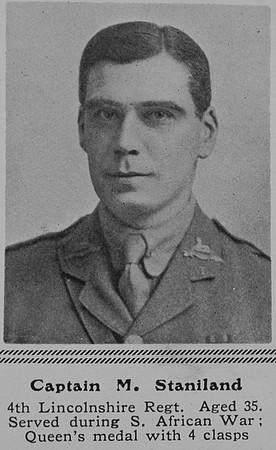 Staniland M Captain 4th Lincolnshire Regiment The Sphere 28th Aug 1915