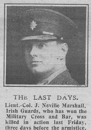 Marshall J N Lt Col VC MC + Bar Irish Guards The Graphic 16th Nov 1916