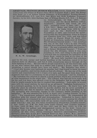 Armitage F A W Lt Col DSO 1st West Yorkshire Regiment De Ruvignys Roll Of Honour Vol 4-1
