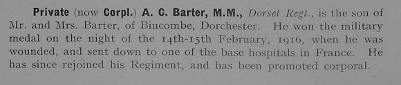 Barter A C Cpl MM Dorset Regiment 1