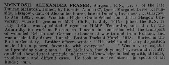 McIntosh A F Surgeon H.M.S. Pekin Royal Navy Obit De Ruvignys Roll Of Honour Vol 4