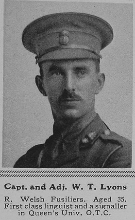 Lyons W T Captain 10th R Welsh Fusiliers The Sphere 15th Apr 1916