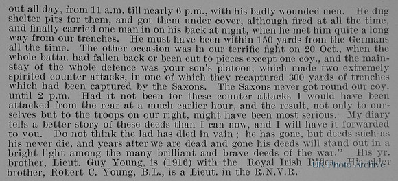 Young G N P Lt MC 2nd Leinster Regiment Obit Part 2 De Ruvignys Roll Of Honour Vol 1
