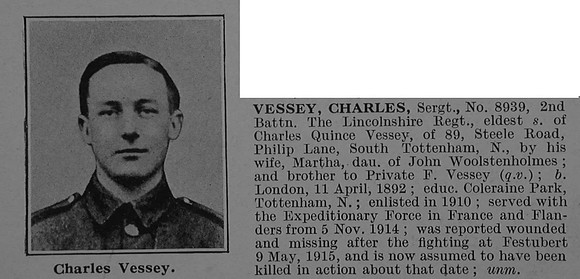 Vessey C Sergt 8939 2nd Lincolnshire Regiment Obit De Ruvignys Roll Of Honour Vol 4