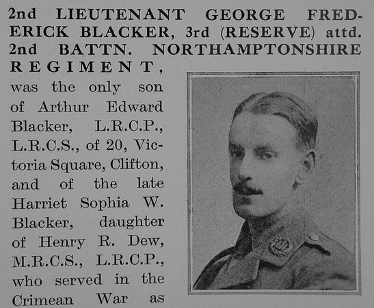 Blacker G F 2nd Lt 2nd Northamptonshire Regiment Obit Part 1 Bond Of Sacrifice Vol 2