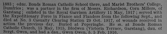 Richardson R Gnr 160935 Royal Garrison Artillery Obit Part 2 De Ruvignys Roll Of Honour Vol 4