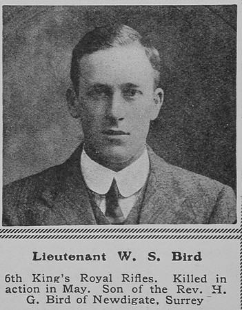 Bird W S Lt 6th Kings Royal Rifle Corps The Sphere 3rd Jul 1915