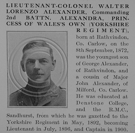 Alexander W L Lt Col 2nd Yorkshire Regiment Obit Part 1 The Bond Of Sacrifice Vol 2