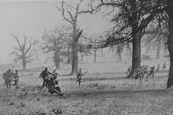 Army Cyclist Corps Officers At Infantry Drill