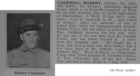 Campbell R Pte 2105 4th Australian Imperial Force Obituary De Ruvignys Roll Of Honour Vol 1