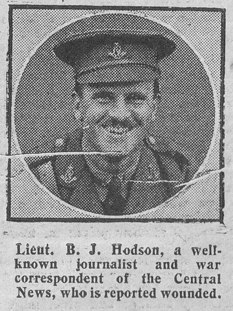 Hodson B J Lt 5th Royal Irish Regiment The Graphic 7th Aug 1916